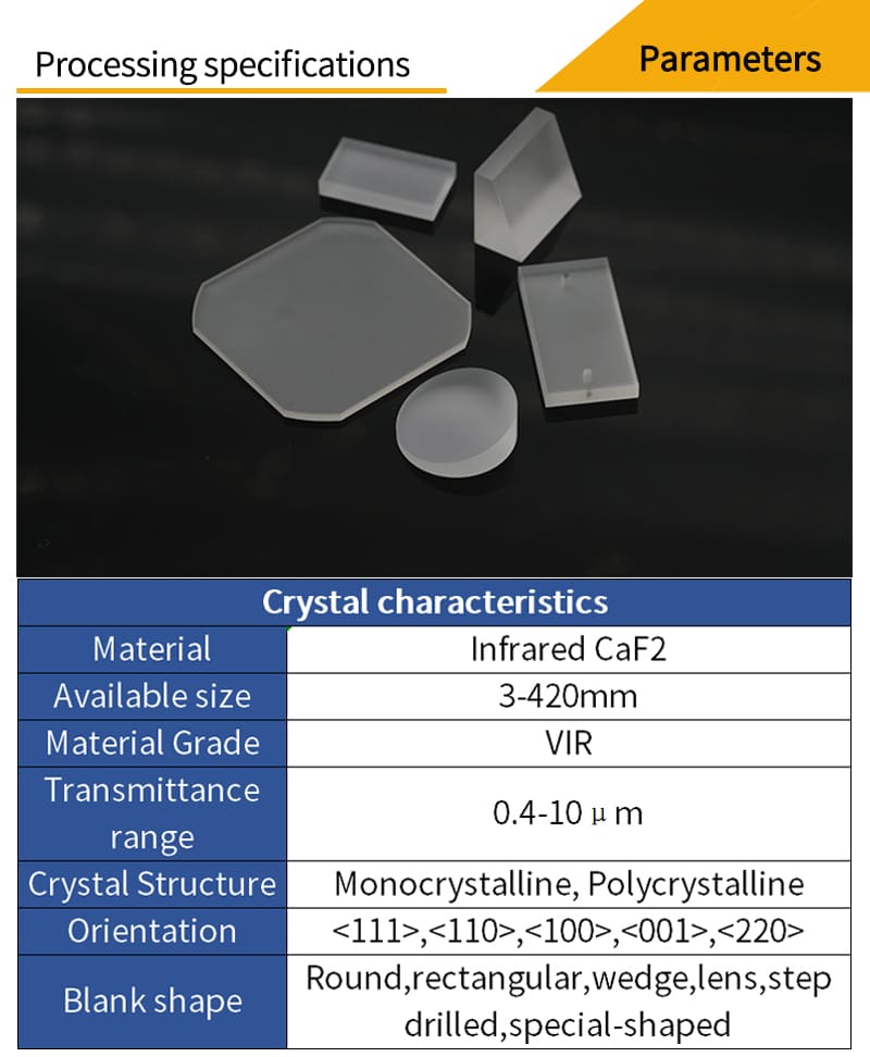 Customized parameters for infrared calcium fluoride