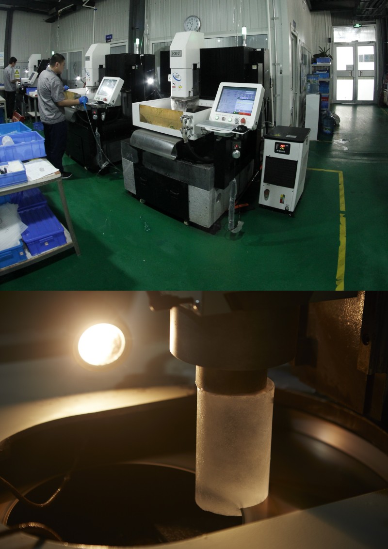 Pictures of calcium fluoride PCX cylindrical lenses crystal cutting workshop