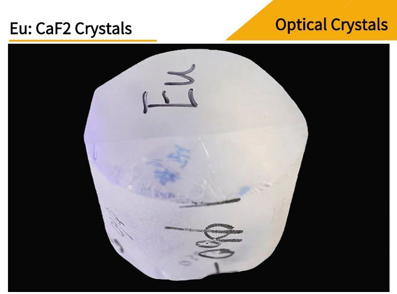 Pictures of europium-doped calcium fluoride crystal 