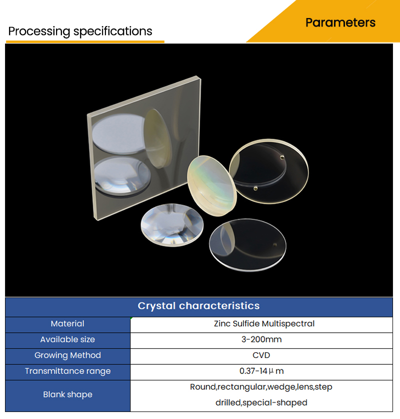 Customized parameters for multispectral zinc sulfide 