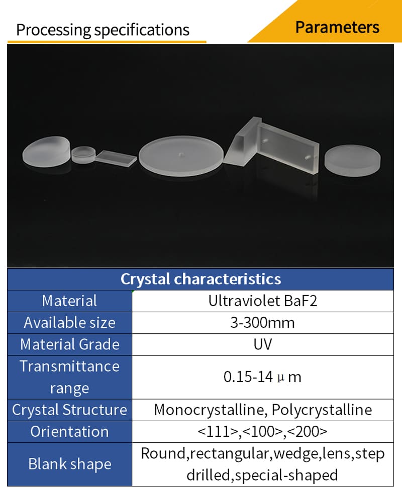 Customized parameters for ultraviolet barium fluoride