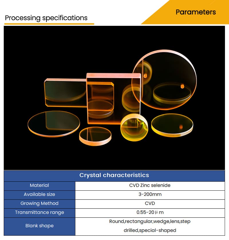 Customized parameters for CVD zinc selenide